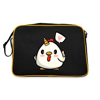 Huhn Einhorn - Retro Tasche - Schwarz/Gold - Hinten