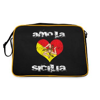 Sicile Sicilia coeur drapeau - Sac Retro - noir/or - Dos