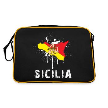 Sicile Rengaine - Sicilia île drapeau - Sac Retro - noir/or - Dos
