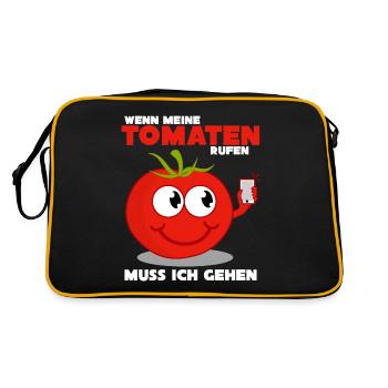 Tomaten Tomate Spruch Witz - Retro Tasche - Schwarz/Gold - Hinten