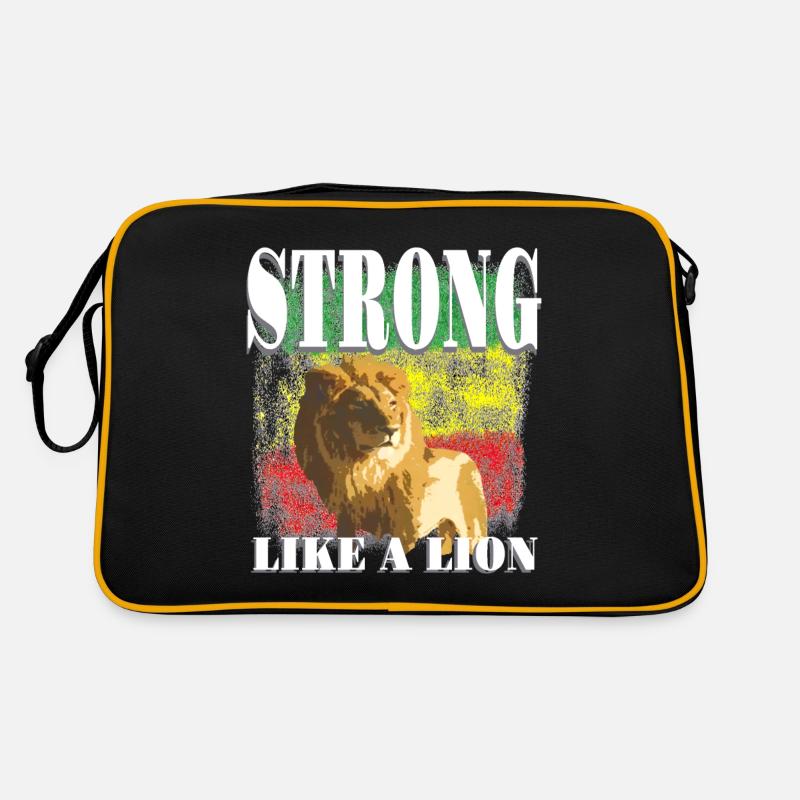 Rasta Lion - Retro Bag - black/gold
