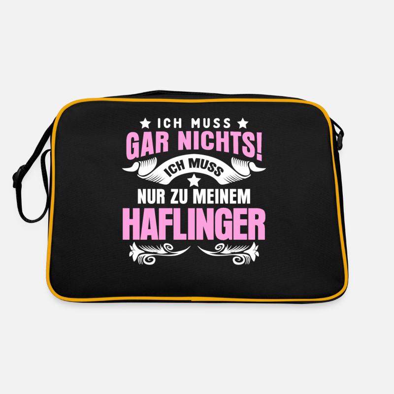 Haflinger - Pferde Spruch - Retro Tasche - Schwarz/Gold