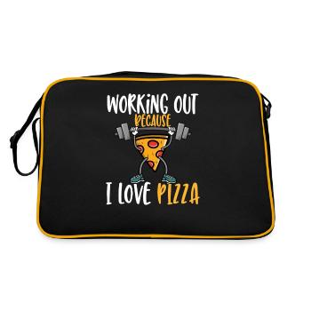 Fitness Funny Working Out Because I Love Pizza - Retro Bag - black/gold - Back
