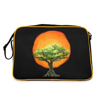 Olive Tree Trees Nature Sunshine Sun - Retro Bag - black/gold - Back