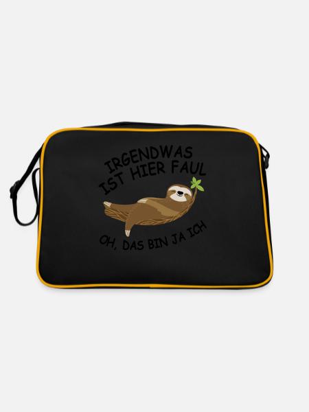 Faultier Spruch Arbeitskollege Büro Humor - Retro Tasche - Schwarz/Gold - Hinten