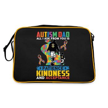 Autism Dad Patience Kindness Acceptance - Sac Retro - noir/or - Dos