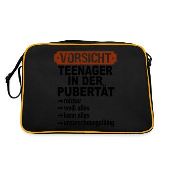 Vorsicht Teenager in der Pubertät - Retro Tasche - Schwarz/Gold - Hinten