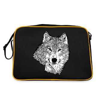 Visage du loup Impression Motif animal Visage - Sac Retro - noir/or - Dos
