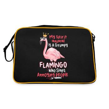 My Spirit Animal Is A Grumpy Flamingo - Retro Tasche - Schwarz/Gold - Hinten
