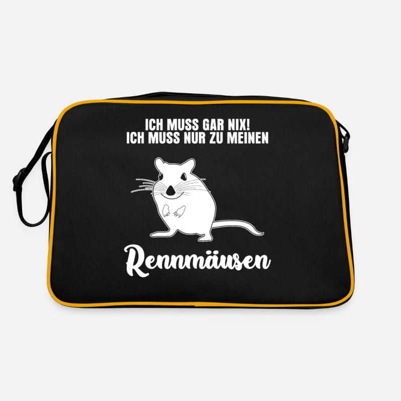 Rennmaus Spruch - Retro Tasche - Schwarz/Gold