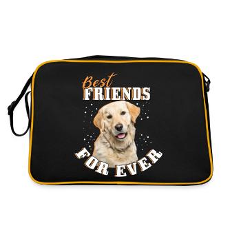 Golden Golden Retriever Hund - Retro Tasche - Schwarz/Gold - Hinten