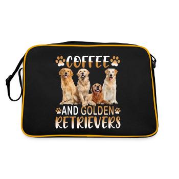 Golden Golden Retriever Hund Kaffee - Retro Tasche - Schwarz/Gold - Hinten
