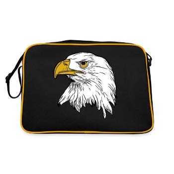 Adler Aufdruck Vogel Tiermotiv Tiergesicht - Retro Tasche - Schwarz/Gold - Hinten