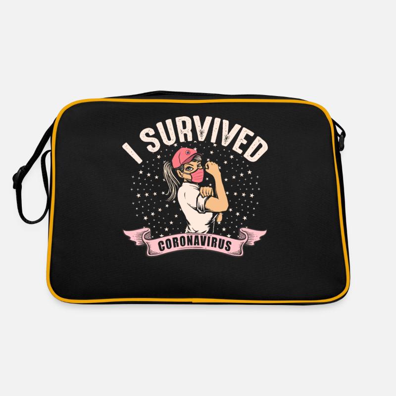 Coronavirus Covid 19 I Survived - Sac Retro - noir/or