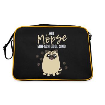 Mops Möpse Lustiger Spruch Möpse Hund Haustier Fun - Retro Tasche - Schwarz/Gold - Hinten