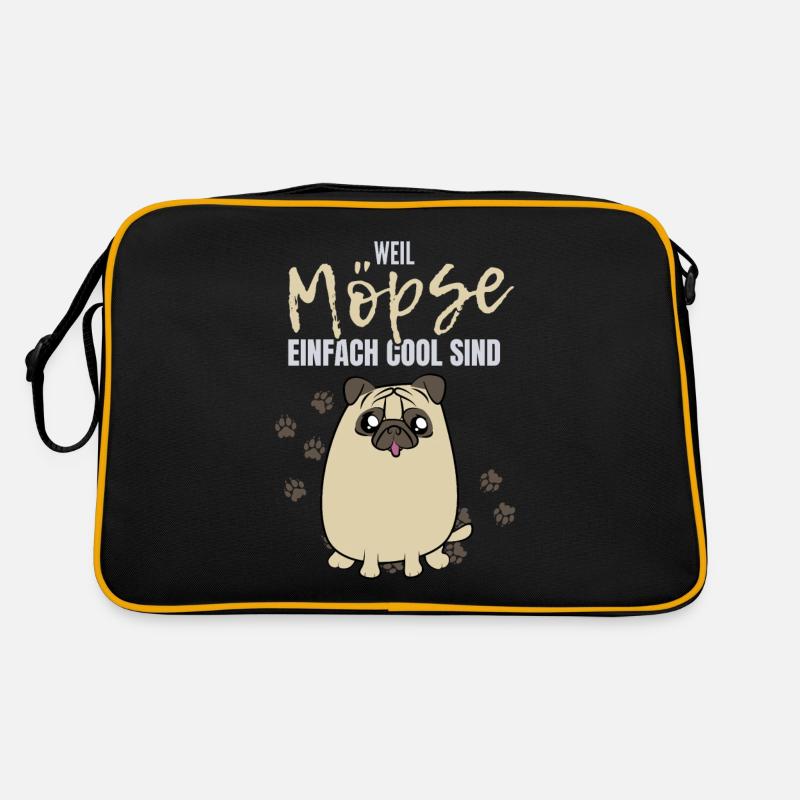 Mops Möpse Lustiger Spruch Möpse Hund Haustier Fun - Retro Tasche - Schwarz/Gold