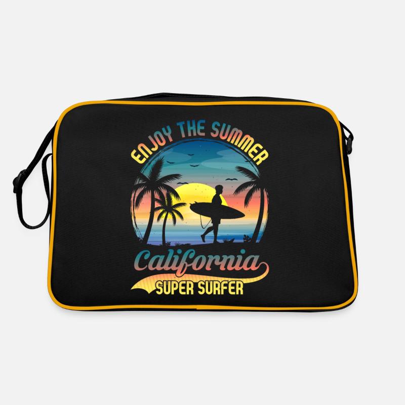 California Surfing - Retro Tasche - Schwarz/Gold