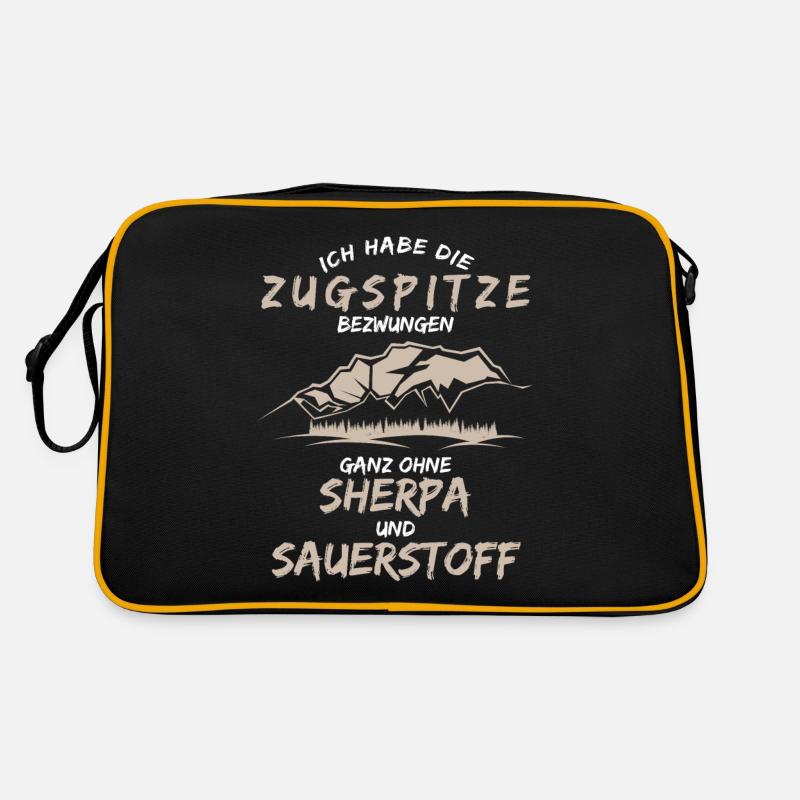 Zugspitze Zugspitzbahn Spruch lustig - Retro Tasche - Schwarz/Gold