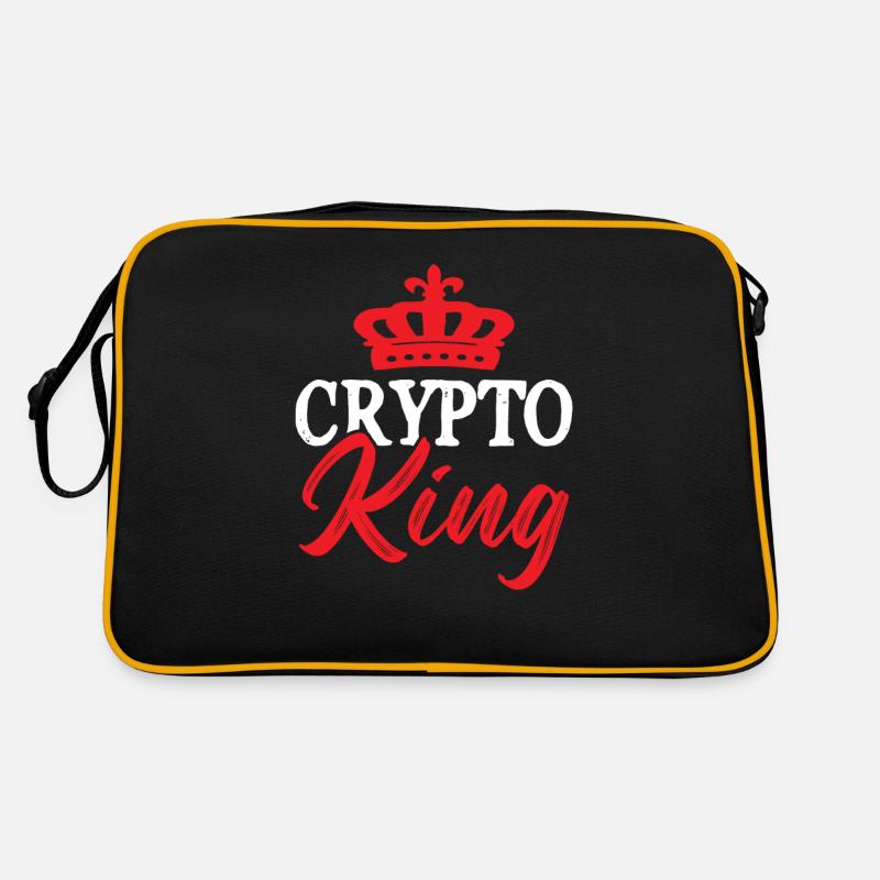 bitcoin crypto könig - Retro Tasche - Schwarz/Gold