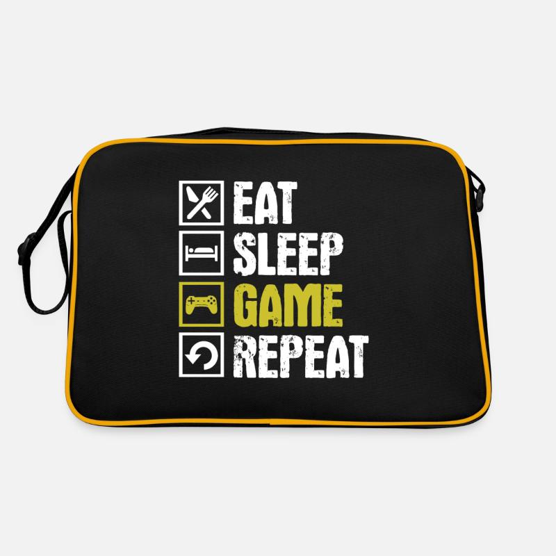 eat sleep game repeat - Retro Tasche - Schwarz/Gold