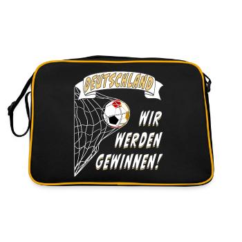 FUßBALL NETZ DEUTSCHLAND WIR WERDEN GEWINNEN - Retro Tasche - Schwarz/Gold - Hinten