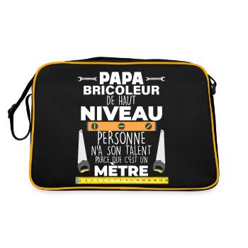 Cadeau Papa, maître du bricolage, idée cadeau père - Sac Retro - noir/or - Dos