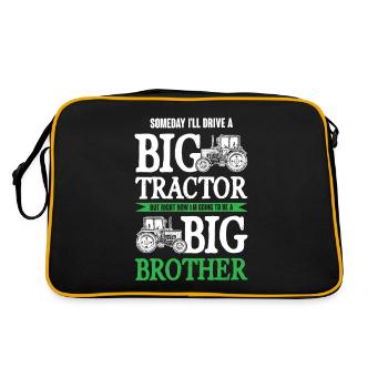 großer traktor großer bruder - Retro Tasche - Schwarz/Gold - Hinten
