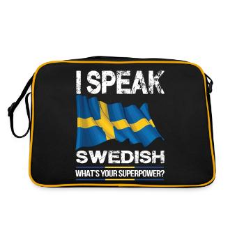 Schwedisch Schwede Schweden Flagge - Retro Tasche - Schwarz/Gold - Hinten