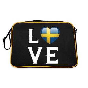 Schweden Liebe Schwede schwedisch - Retro Tasche - Schwarz/Gold - Hinten