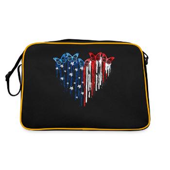Butterfly Heart USA Flag - Retro Bag - black/gold - Back