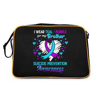 I Wear Teal Purple Suicide Prevention Awareness - Sac Retro - noir/or - Dos