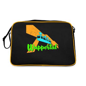 Wupptertaler Schwebebahn Bahn Wuppertal - Retro Tasche - Schwarz/Gold - Hinten