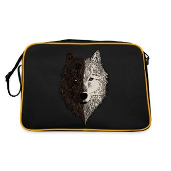 Wolf animal motif wolf motif brown - Retro Bag - black/gold - Back
