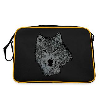 Wolf Animal Motif - Retro Bag - black/gold - Back