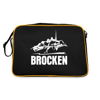 Harz Wandern Harzer Brocken - Retro Tasche - Schwarz/Gold - Hinten