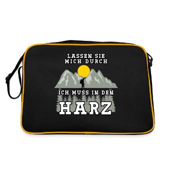 Harz Urlaub Harzer Wandern - Retro Tasche - Schwarz/Gold - Hinten