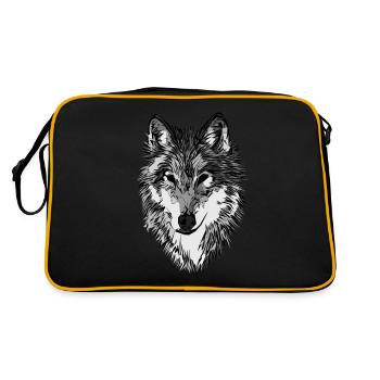Wolf motif Predator Wolf Animal motif - Retro Bag - black/gold - Back