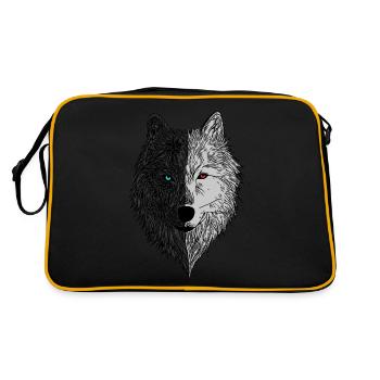 Wolf Animal Motif Wolf Motif - Retro Bag - black/gold - Back