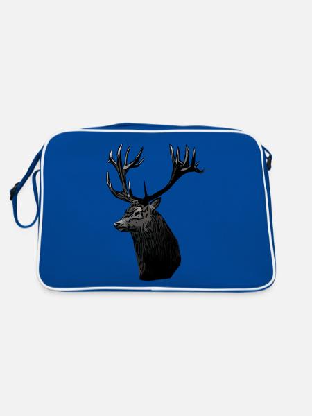 Hunting Deer Hunting Motif - Retro Bag - blue/white - Back