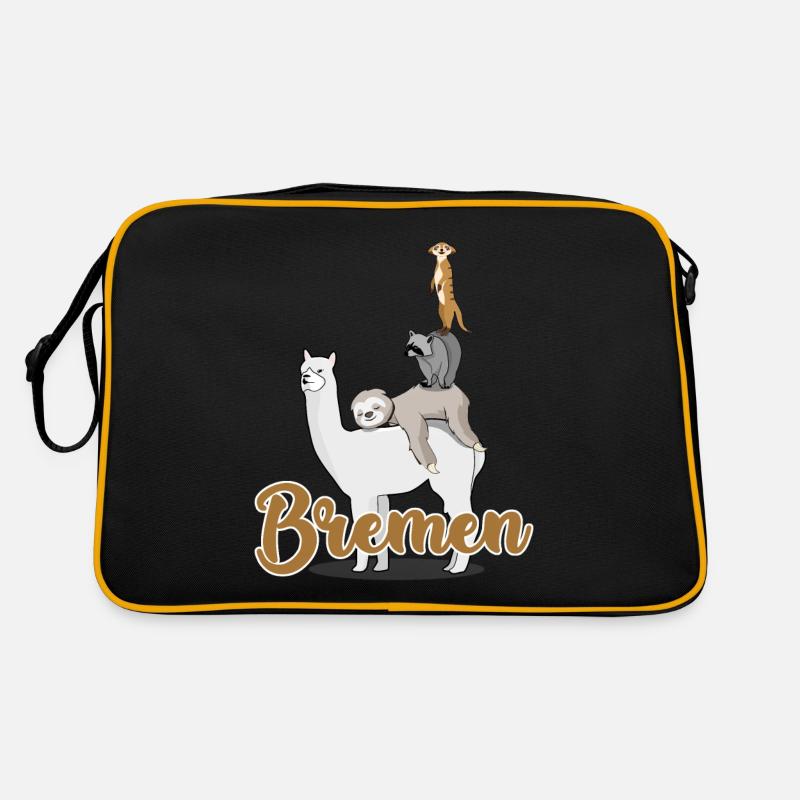Bremer gestapelte Tiere Bremen - Retro Tasche - Schwarz/Gold