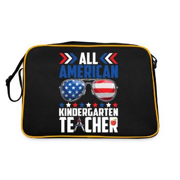 All American Kindergarten Teacher USA Flag - Sac Retro - noir/or - Dos