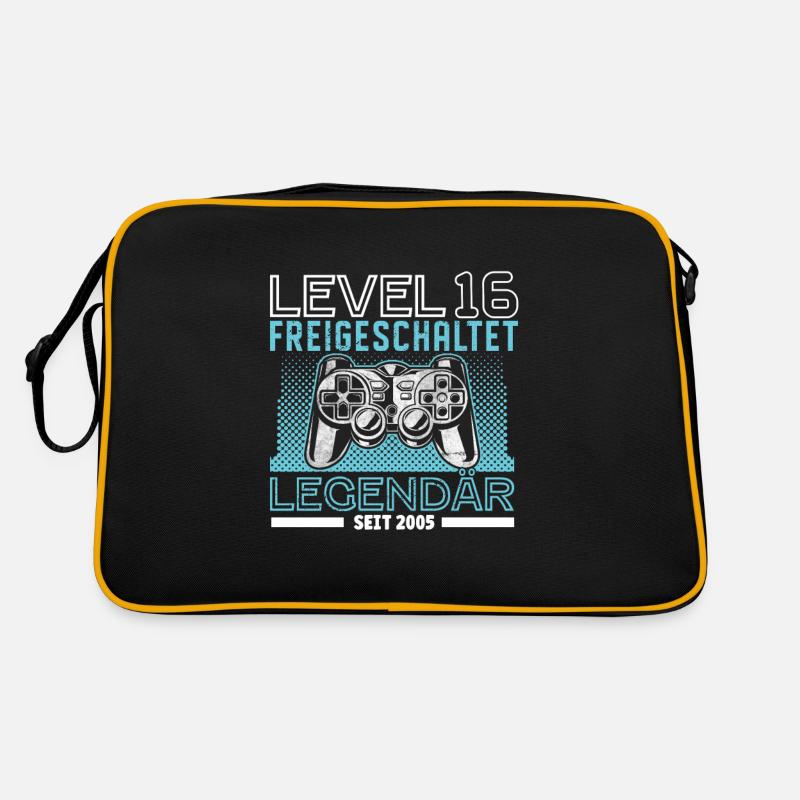 Level 16 Jahre Geburtstagsshirt Controller Gamer - Retro Tasche - Schwarz/Gold
