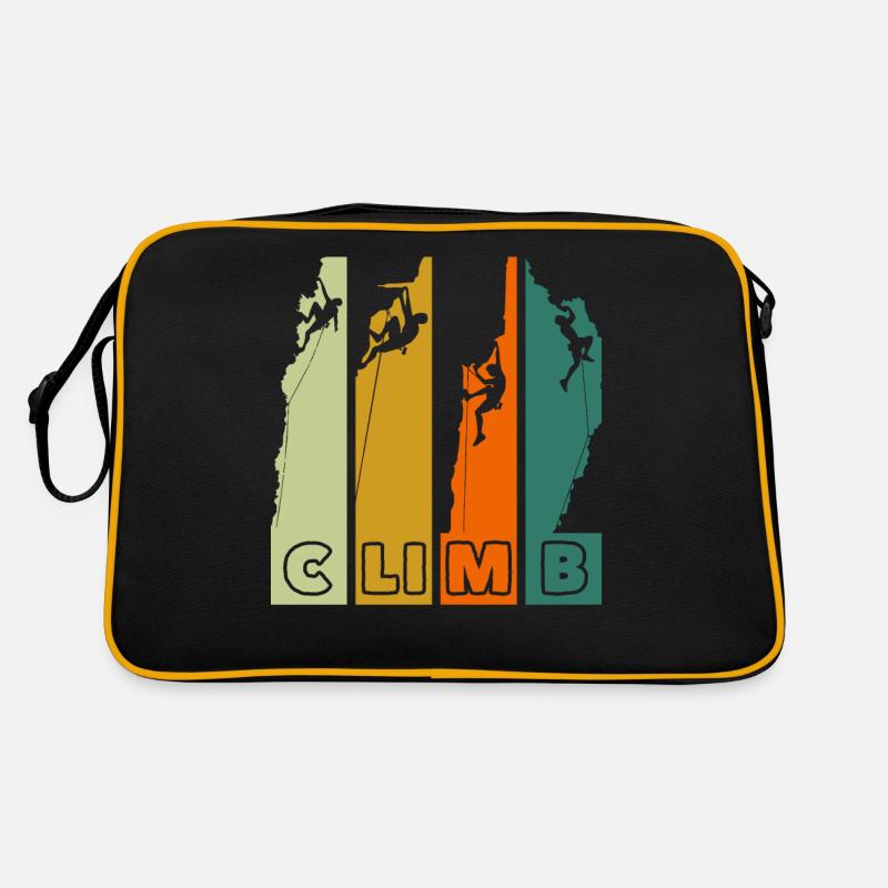 Climb Bergsteigen Klettern Retro - Retro Tasche - Schwarz/Gold