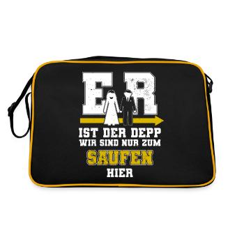 Er Ist Der Depp Jga Junggesellenabschied Männer - Retro Tasche - Schwarz/Gold - Hinten
