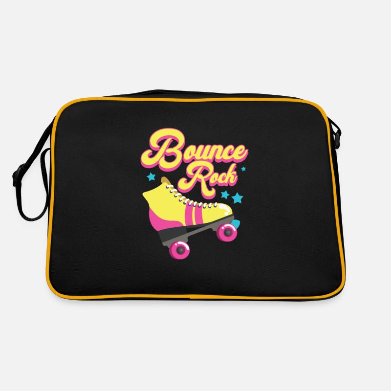 80er Jahre Rollschuhe - Retro Tasche - Schwarz/Gold