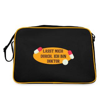Arzt Pillen Doktor Medizin Doktortitel - Retro Tasche - Schwarz/Gold - Hinten