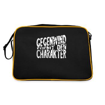 Gegenwind Formt den Charakter Radfahrer Rennrad - Retro Tasche - Schwarz/Gold - Hinten