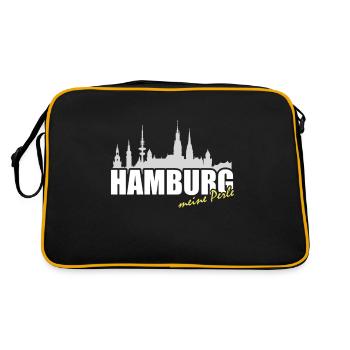Hamburg Perle Skyline - Retro Tasche - Schwarz/Gold - Hinten