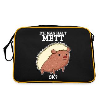Mettigel Hackfleisch Ich mag Mett - Retro Tasche - Schwarz/Gold - Hinten