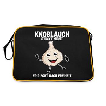 Knoblauch Knobi Knoblauchzehen Garlic - Retro Tasche - Schwarz/Gold - Hinten